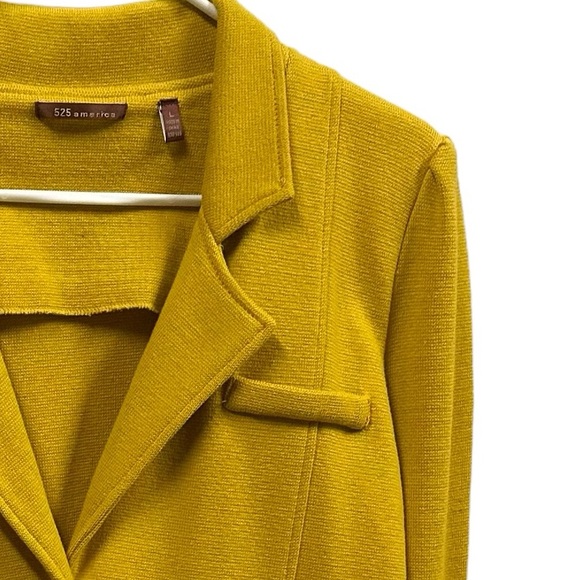 525 America Mustard Yellow Knit 2 Button Blazer Jacket with Pockets Womens Large - Picture 7 of 15